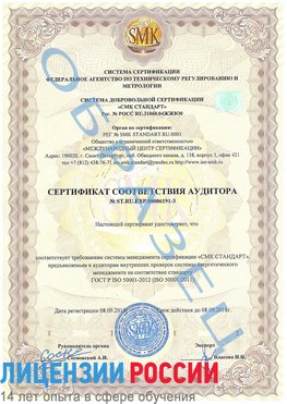 Образец сертификата соответствия аудитора №ST.RU.EXP.00006191-3 Зеленогорск Сертификат ISO 50001